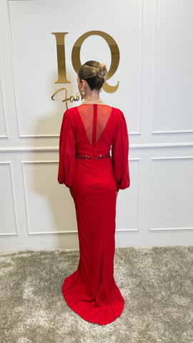 Red Evelin dress by iqfashioncluj, stylish women's fashion with a vibrant red fabric and elegant fit.