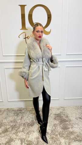 Palton alpaca Ami Soft Grey