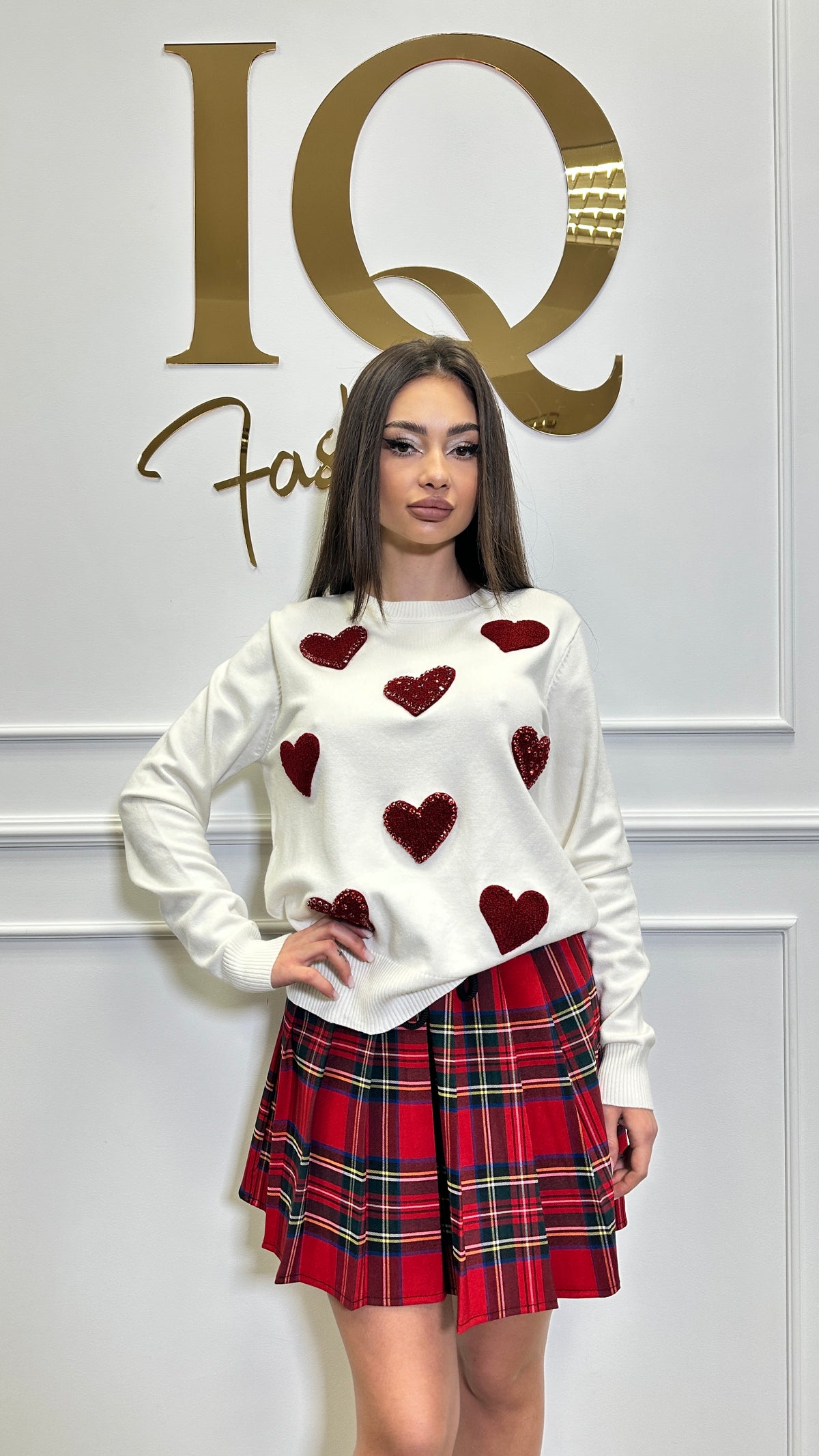 Pulover Coeur White