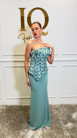 Rochie Sayma Minth de la iqfashioncluj, croială elegantă, material fin, culoare verde mentă, detalii moderne și stil casual.
