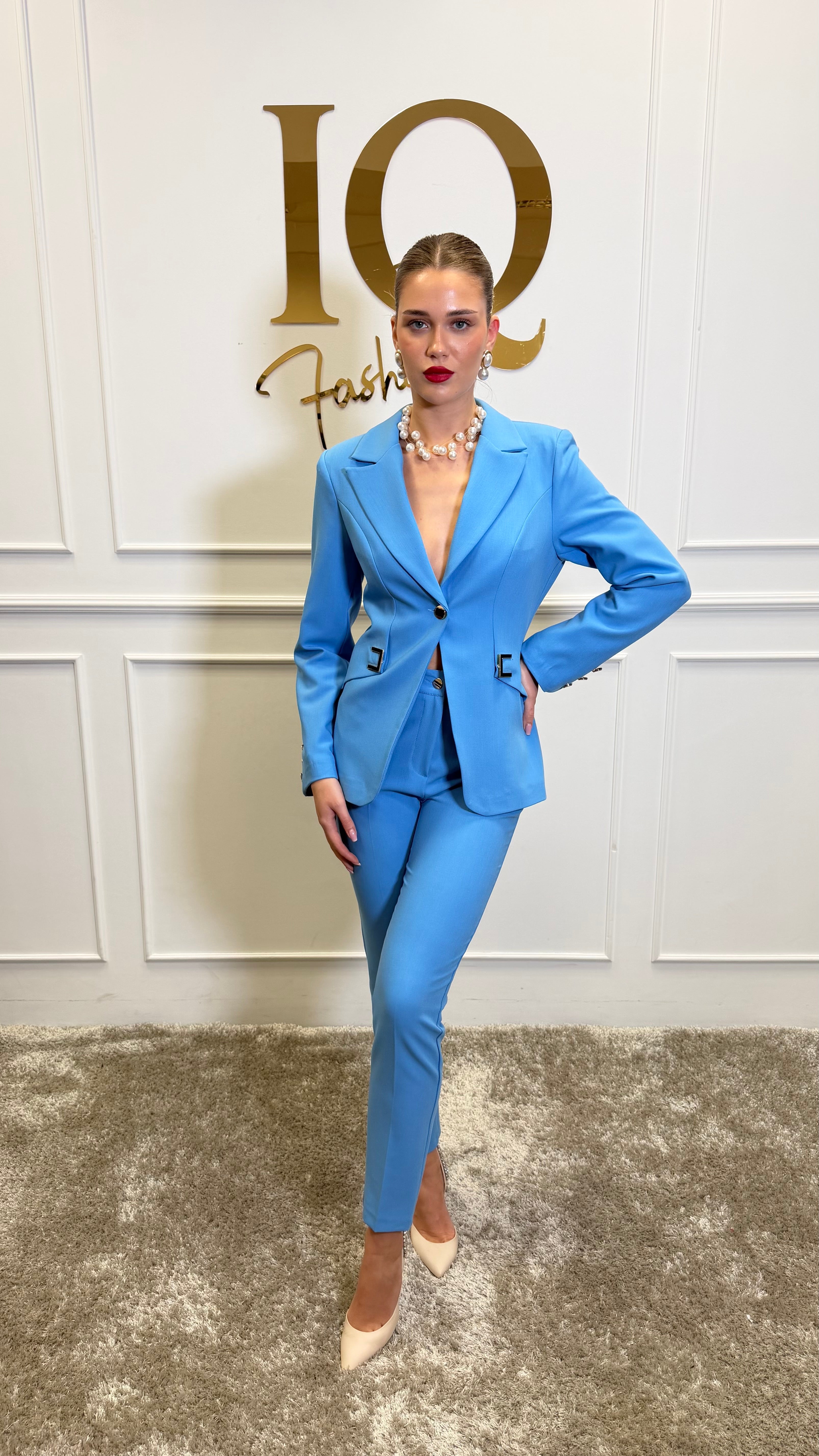 Blue costume by ELVE STYLE SRL featuring detailed fabric, decorative elements, and a fitted design for costume wear.