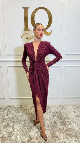 Rochie maneca Serabella  Glam Bordo