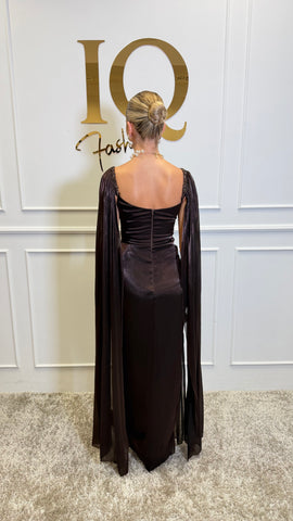 Rochie cu pelerina Athena Chocolate