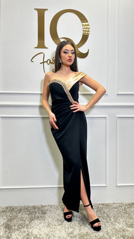 Rochie Saniela Black Beige