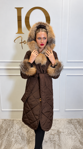 Haina fas cu blana naturala Leyla Brown Gold