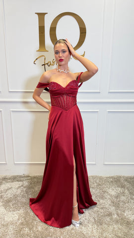 Rochie Aline evazata Bordo
