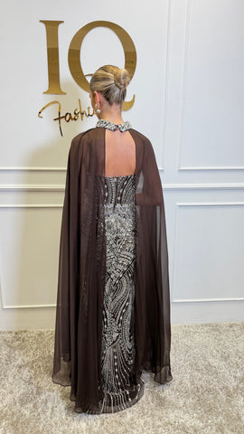 Rochie cu pelerina Indiana Brown