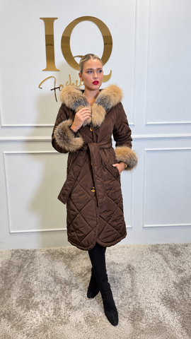 Haina fas cu blana naturala Leyla Brown Gold