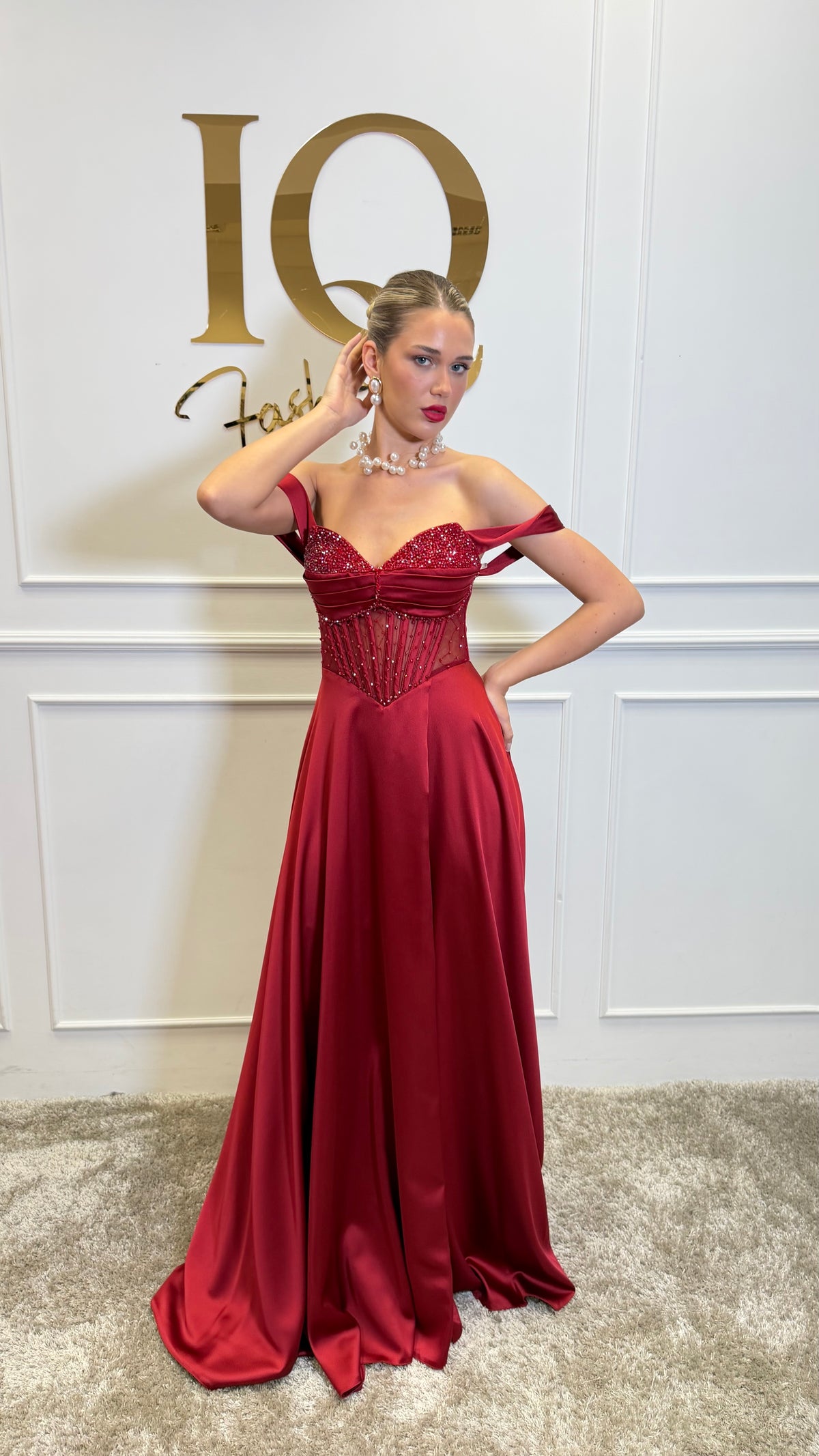 Rochie Aline evazata Bordo