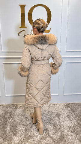 Haina fas cu blana naturala Leyla Beige