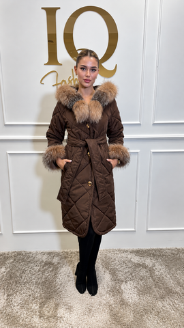 Haina fas cu blana naturala Leyla Brown Gold