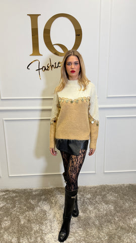 Pulover paiete Yasmine Beige