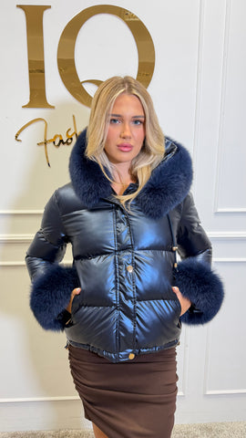 Haina fas cu blana naturala Alyssia Blue
