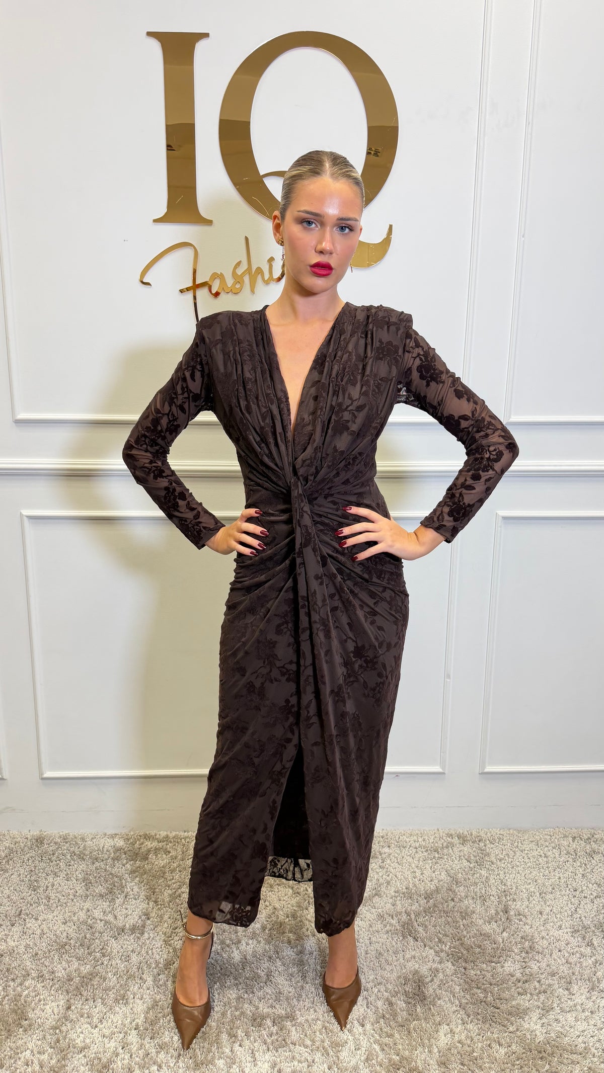 Rochie maneca Serabella  Dantela Brown