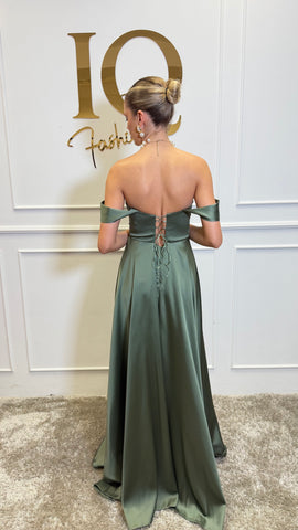 Rochie Aline evazata Olive Green