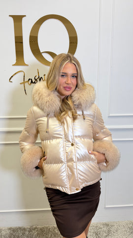 Haina fas cu blana naturala Alyssia Beige