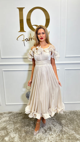 Nude Kassilia dress by iqfashioncluj featuring a stylish, elegant design with soft fabric and fitted silhouette.
