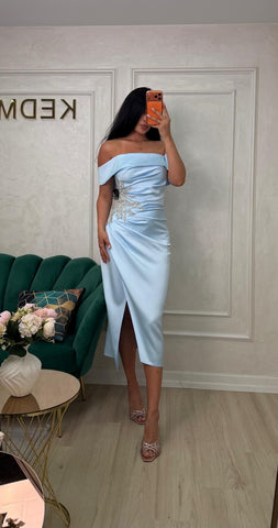 Rochie Ballina saten Blue