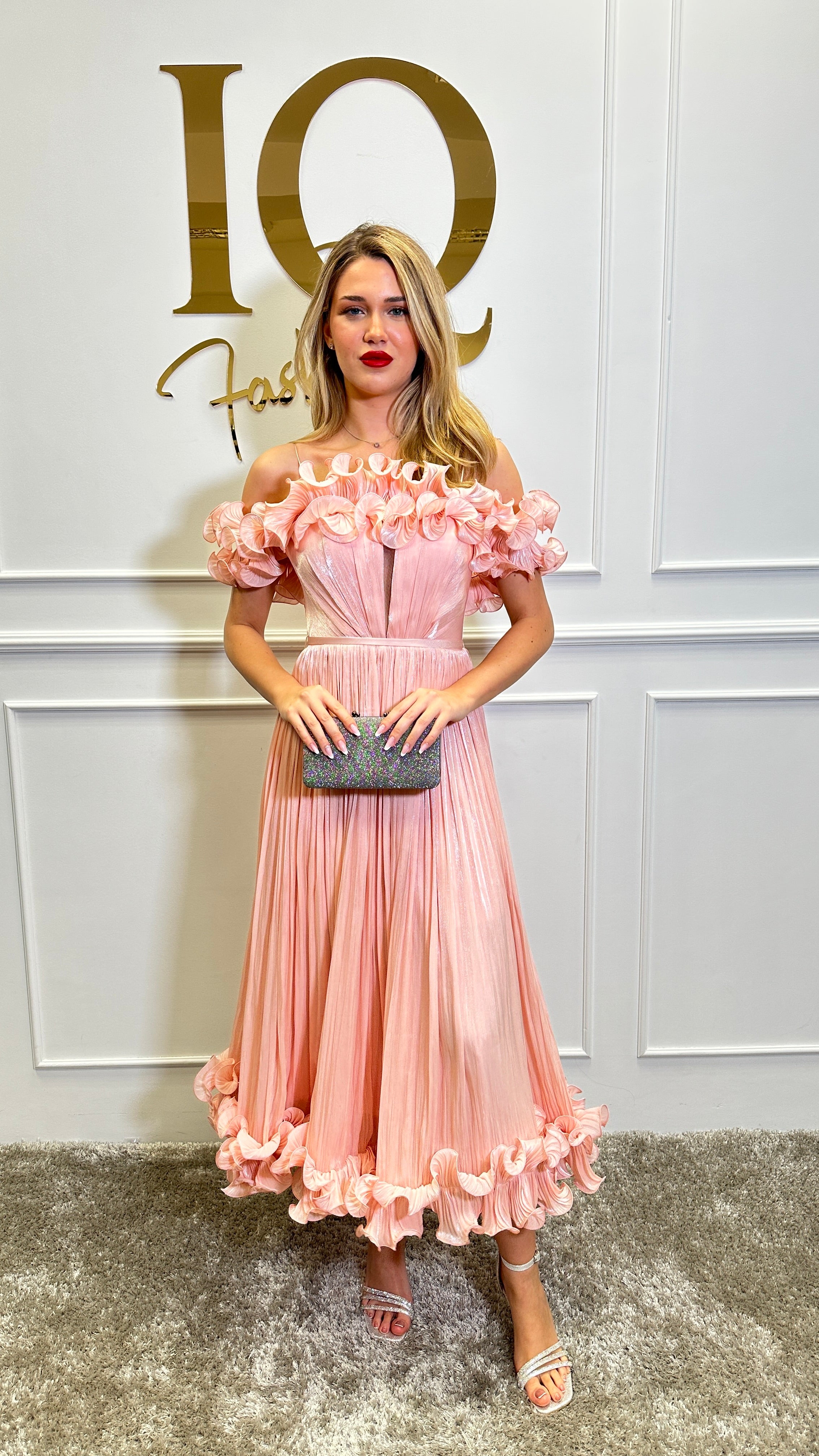 Pink Rochie Cassilia by iqfashioncluj, featuring a stylish, flowy dress with elegant details and comfortable fit.