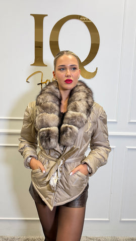 Haina fas cu blana natura Vanissa  Beige