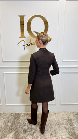 Rochie maneca lungă Marchiza Brown(disponibila in 7 zile)