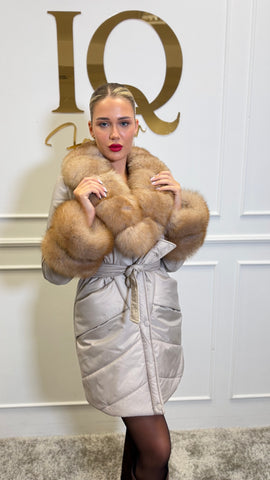 Haina fas cu blana naturala Alya Lux 3/4 Beige