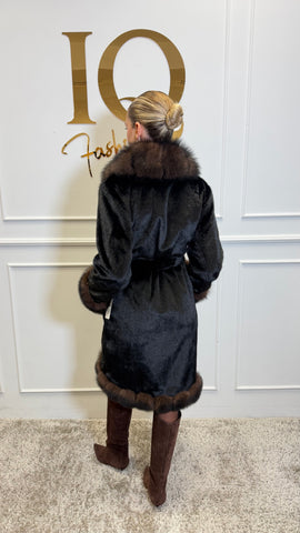 Palton stofa 3/4 alkantara Astoria Black Brown