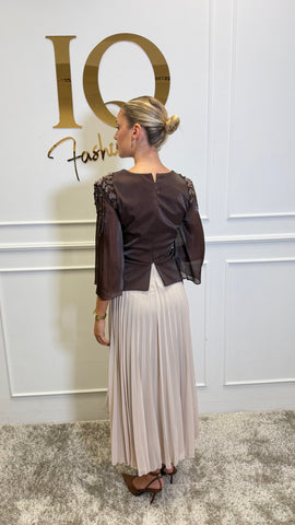 Rochie Deep Brown-Beige maneca