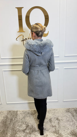 Palton scurt cu gluga Anays Grey