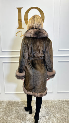 Palton stofa 3/4 alkantara Astoria Brown