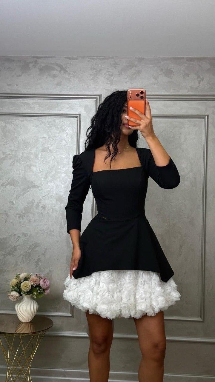 Rochie Fiorina Maneca  Black -White