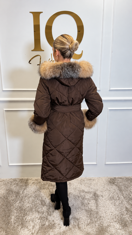 Haina fas cu blana naturala Leyla Brown Gold