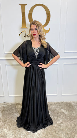 Rochie neagră Luissia de la ELVE STYLE SRL, model elegant, cu croială feminină, vizibilă în imagine.